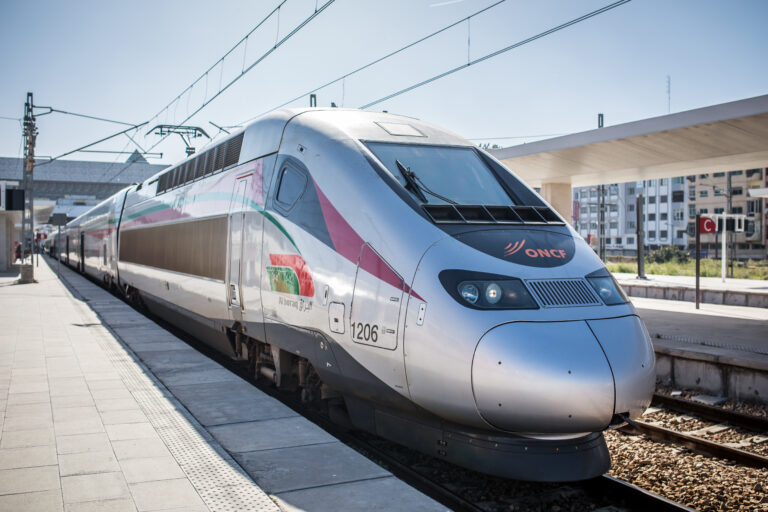 CASABLANCA, MOROCCO - Mar 15, 2019: High speed train "Al-Boraq" at Casablanca Casa Voyageurs train station.